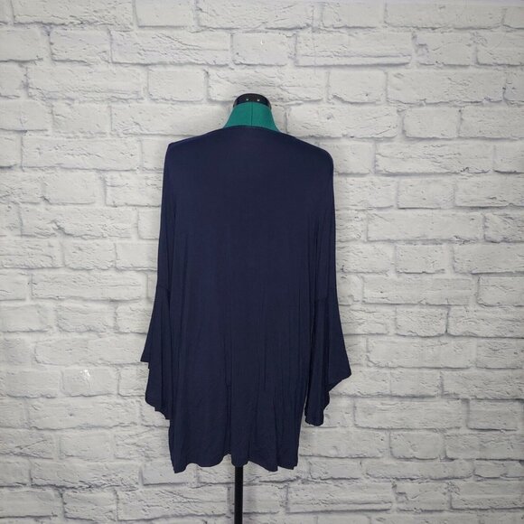 ROAMANS Womens Navy Blue Beaded Neck Bell Slerve Tunic Sz 14/16 - Picture 5 of 8